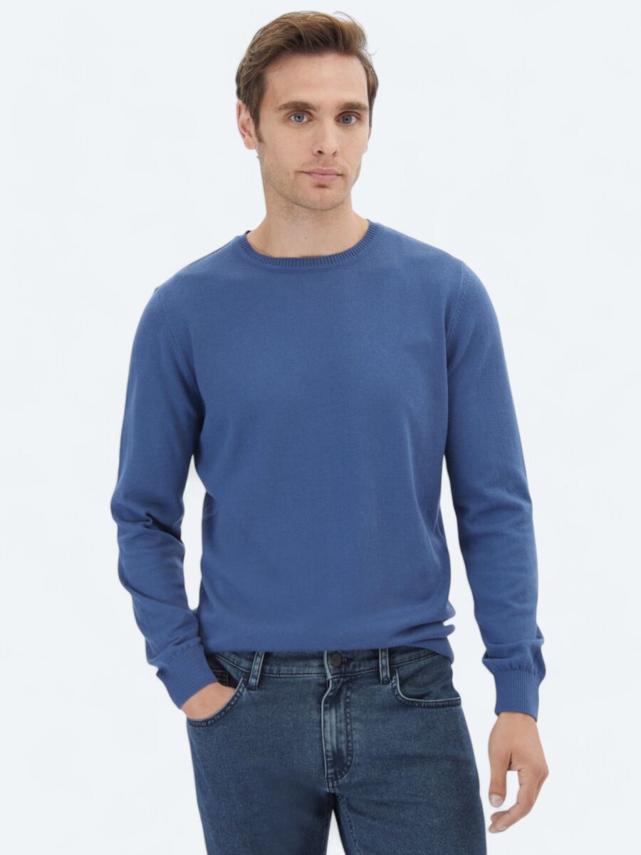 Indigo Knitwear Sweatshirt - 1
