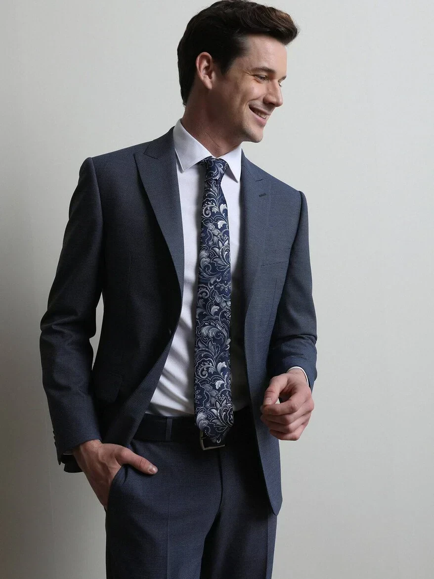 Indigo Micro Modern Fit Suit - 1