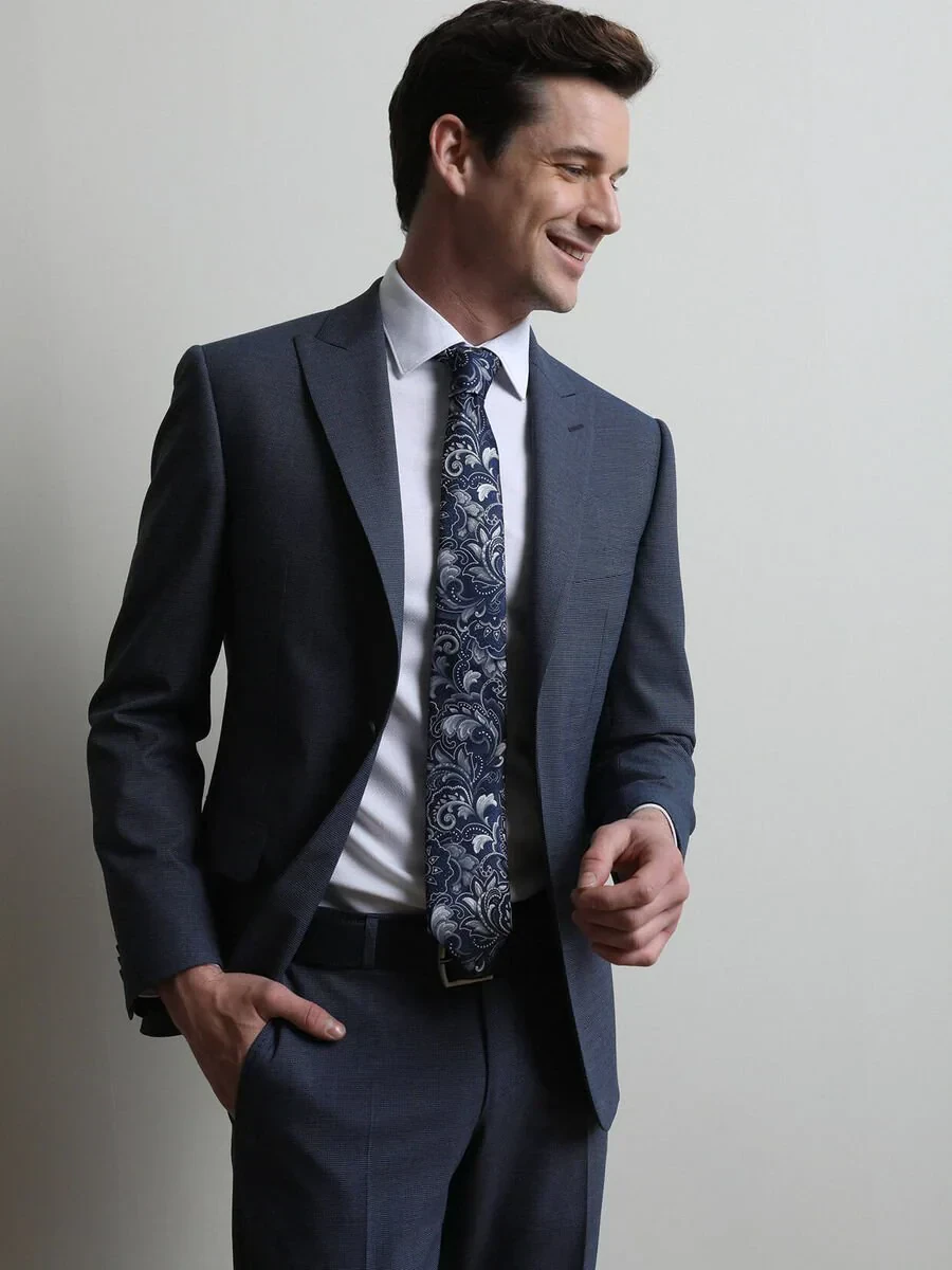 Indigo Micro Modern Fit Suit - 1