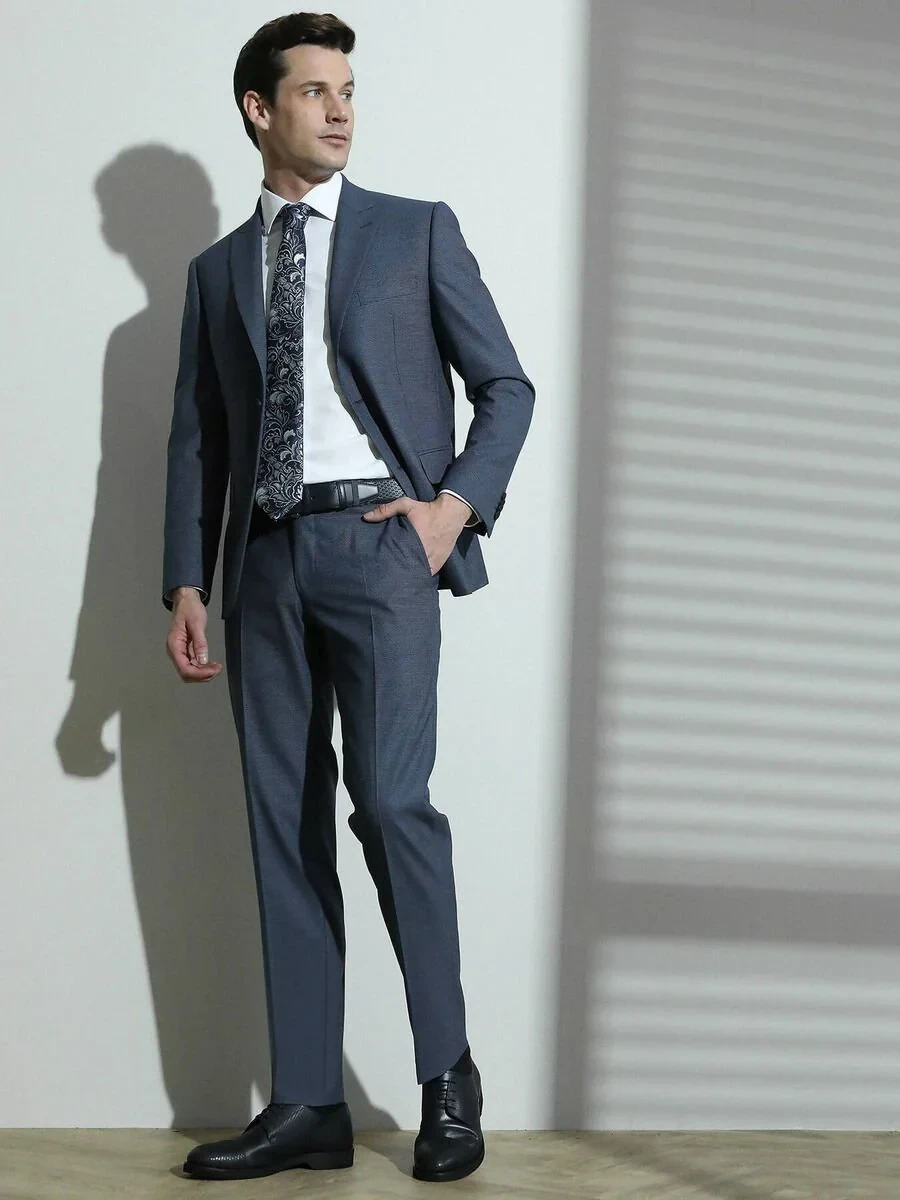 Indigo Micro Modern Fit Suit - 2