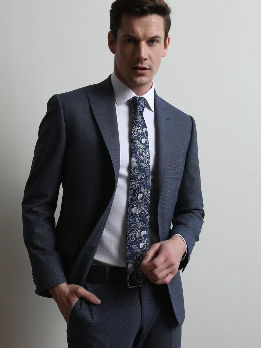 Indigo Micro Modern Fit Suit - 3