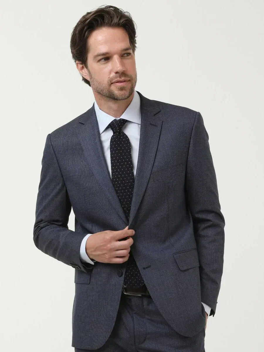 Indigo Micro Modern Fit Suit - 1