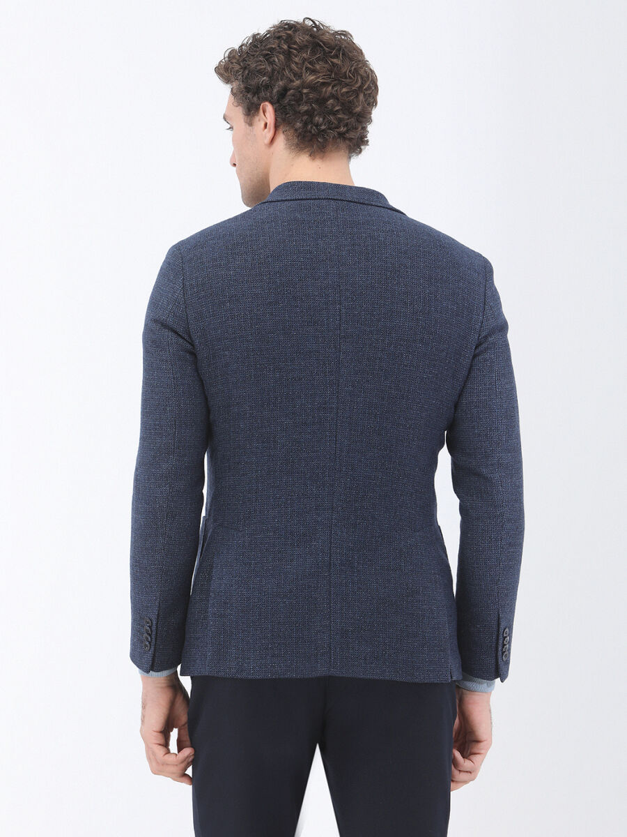 Indigo Micro Modern Fit Wool Blended Jacket - 6