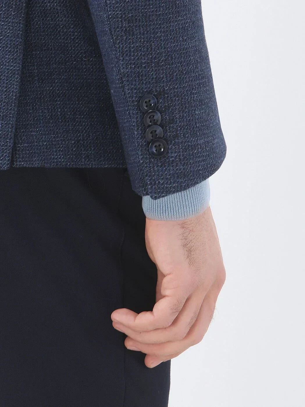 Indigo Micro Modern Fit Wool Blended Jacket - 5