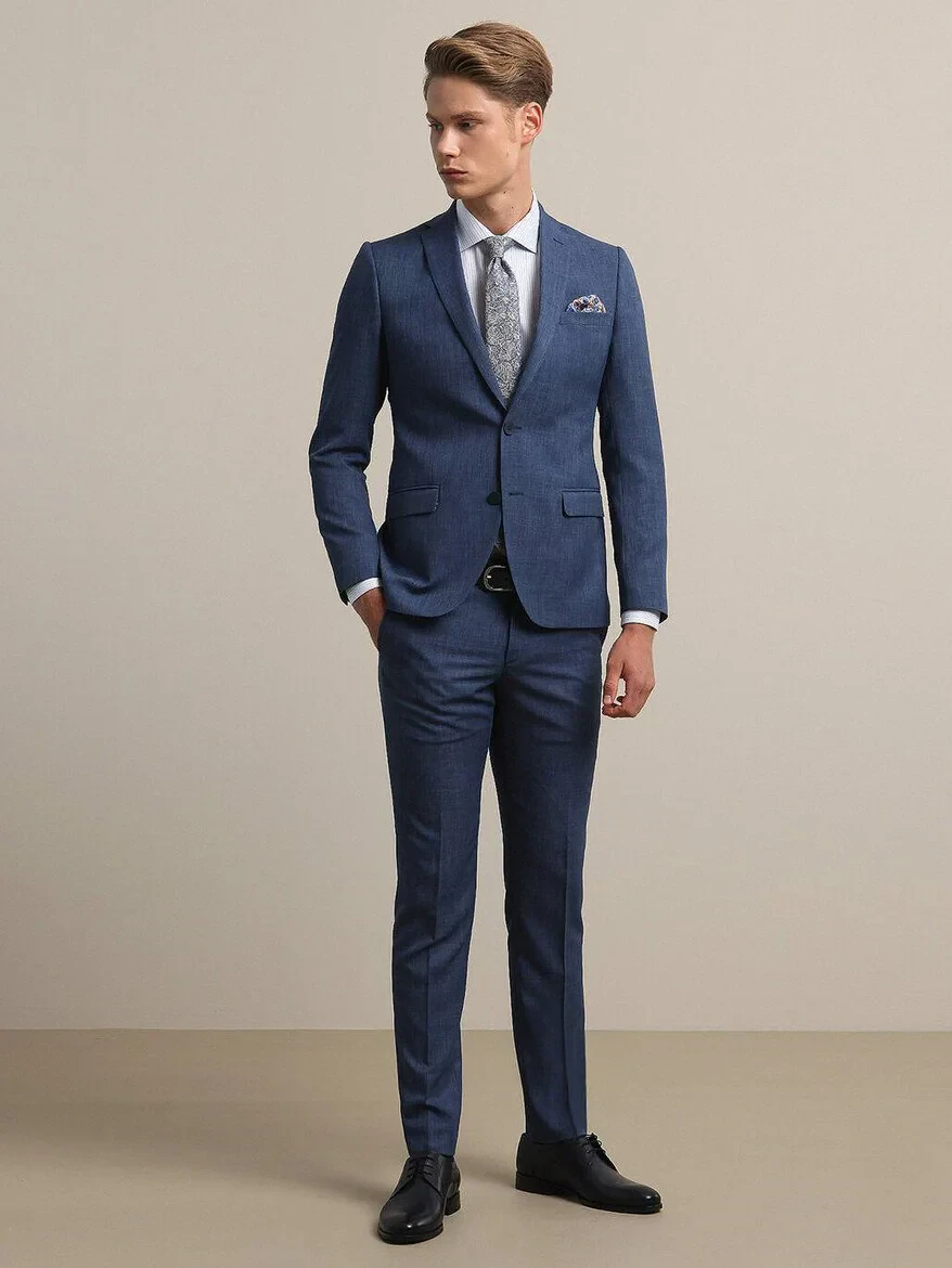 Indigo Micro Slim Fit Suit - 1