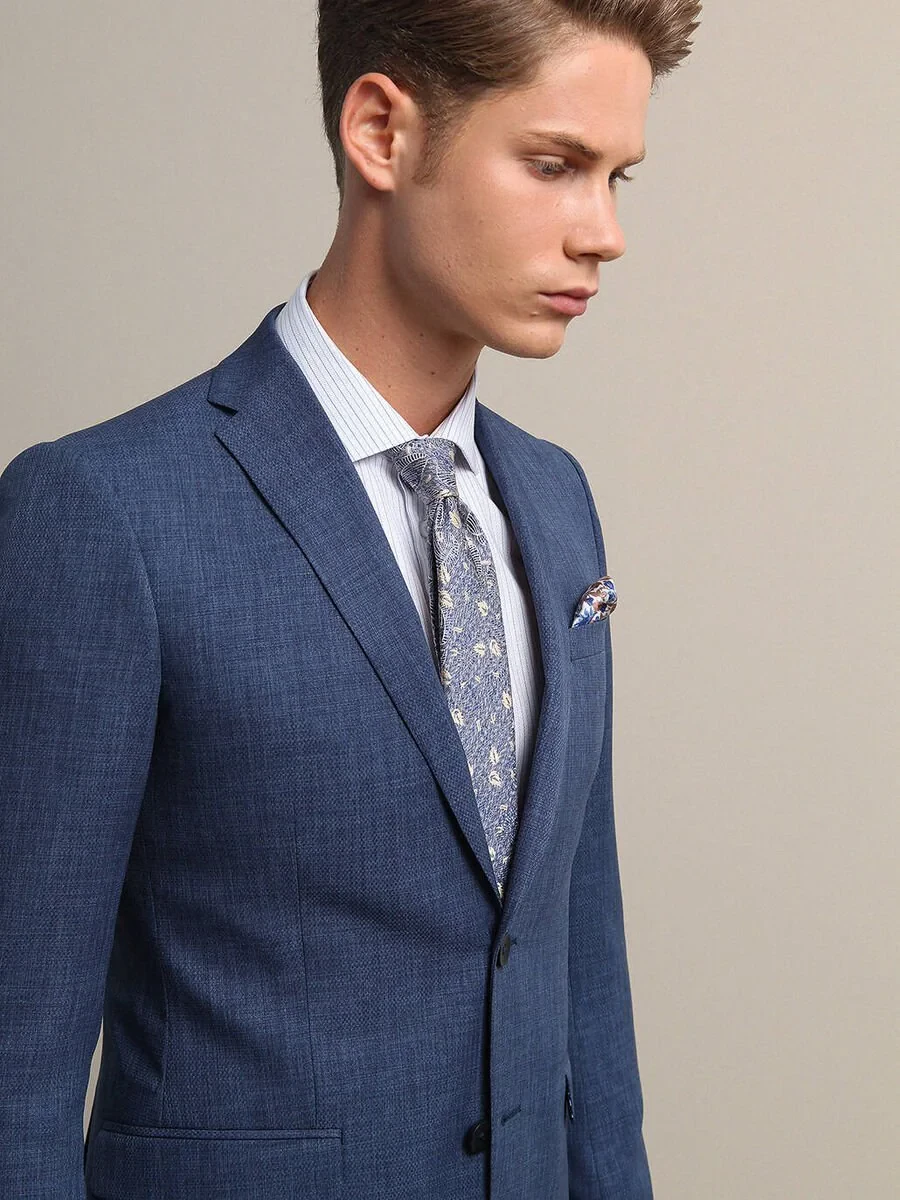 İndigo Mikro Slim Fit Takım Elbise - 2