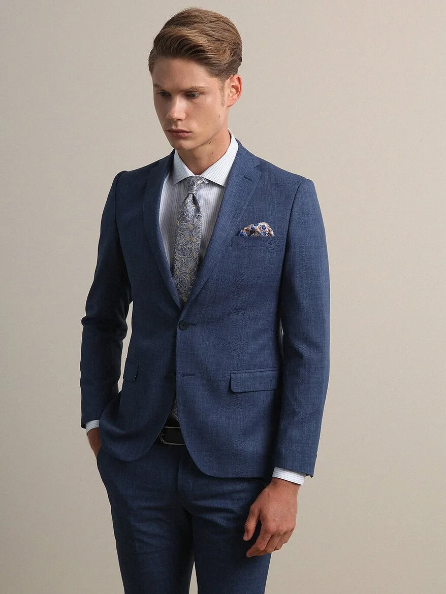 İndigo Mikro Slim Fit Takım Elbise - 3