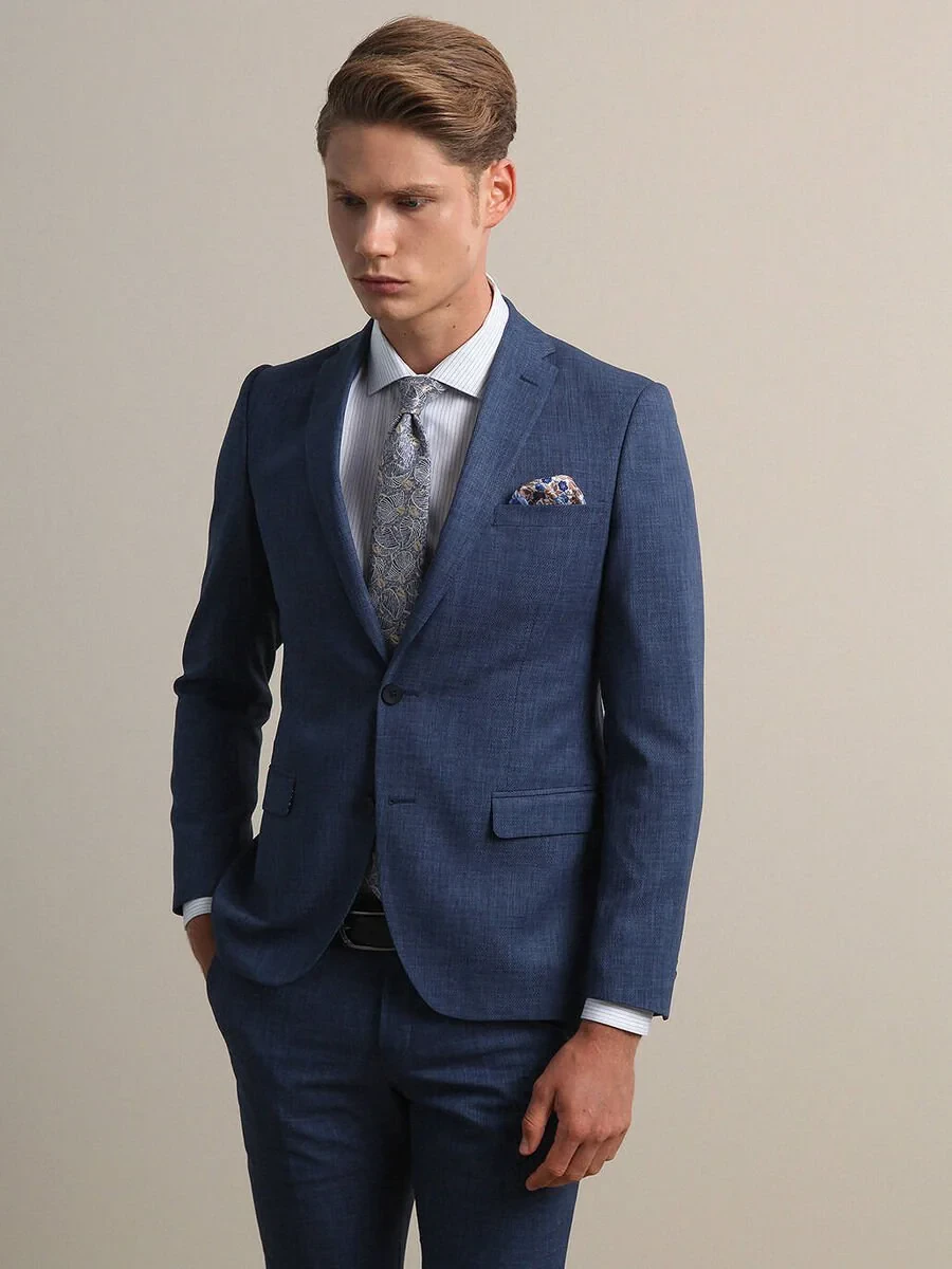 İndigo Mikro Slim Fit Takım Elbise - 3