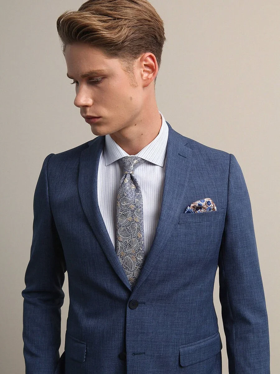İndigo Mikro Slim Fit Takım Elbise - 4