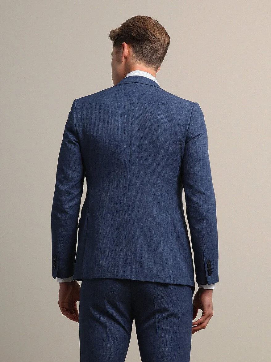 İndigo Mikro Slim Fit Takım Elbise - 5