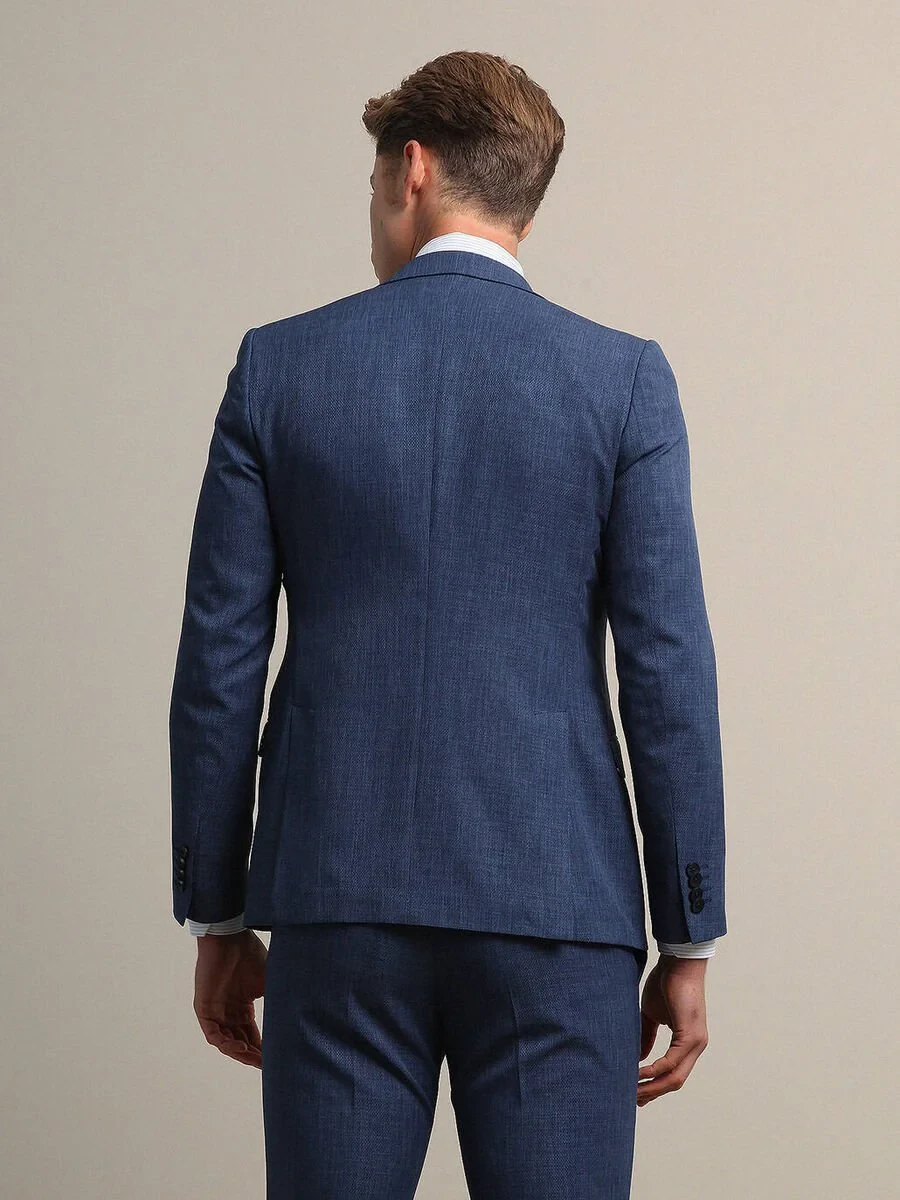 İndigo Mikro Slim Fit Takım Elbise - 5