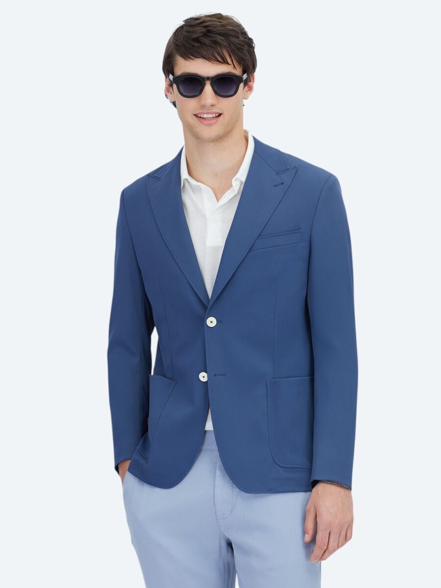 Indigo Patterned Modern Fit Jacket - 1