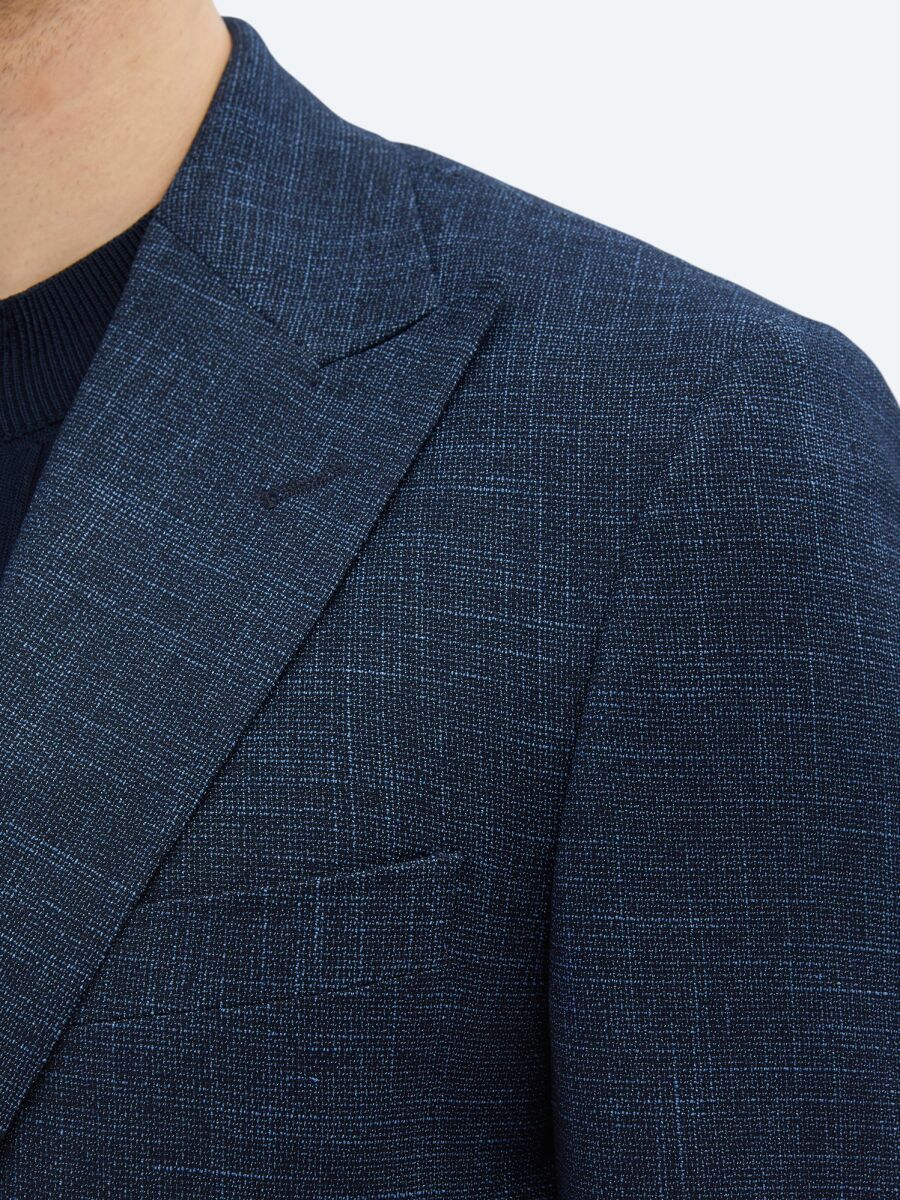 Indigo Patterned Modern Fit Jacket - 4