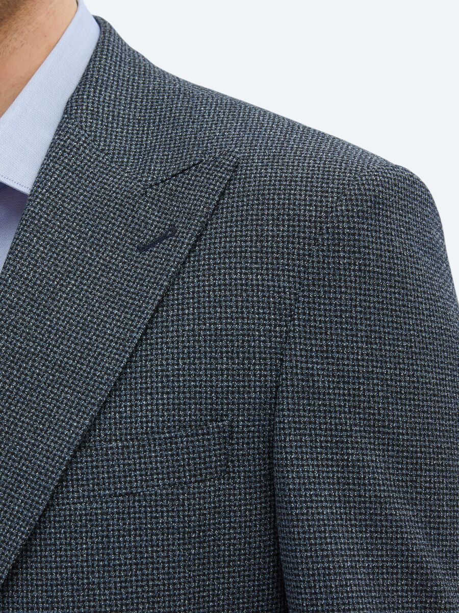 Indigo Patterned Modern Fit Jacket - 4