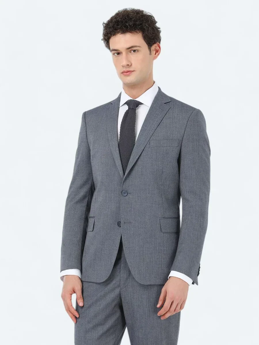 Indigo Patterned Regular Fit Suit - 1