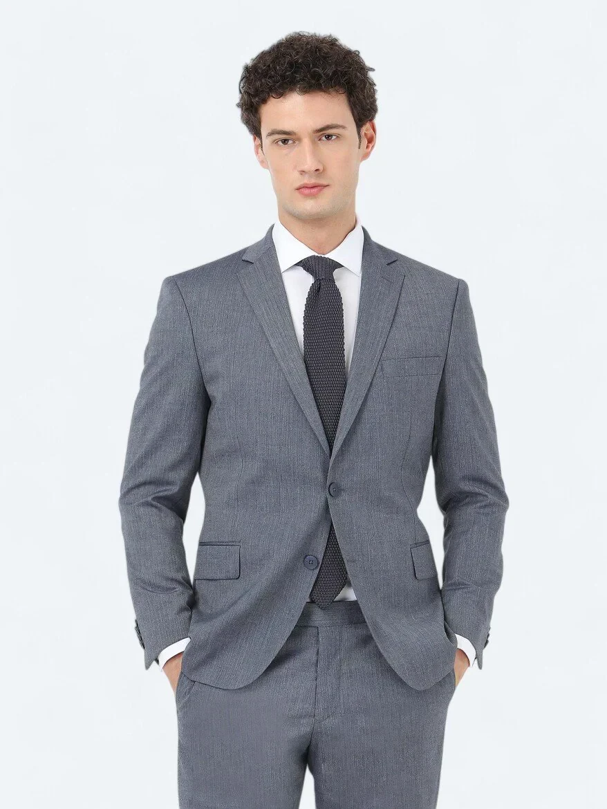 Indigo Patterned Regular Fit Suit - 4