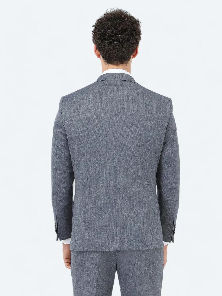 Indigo Patterned Regular Fit Suit - 6