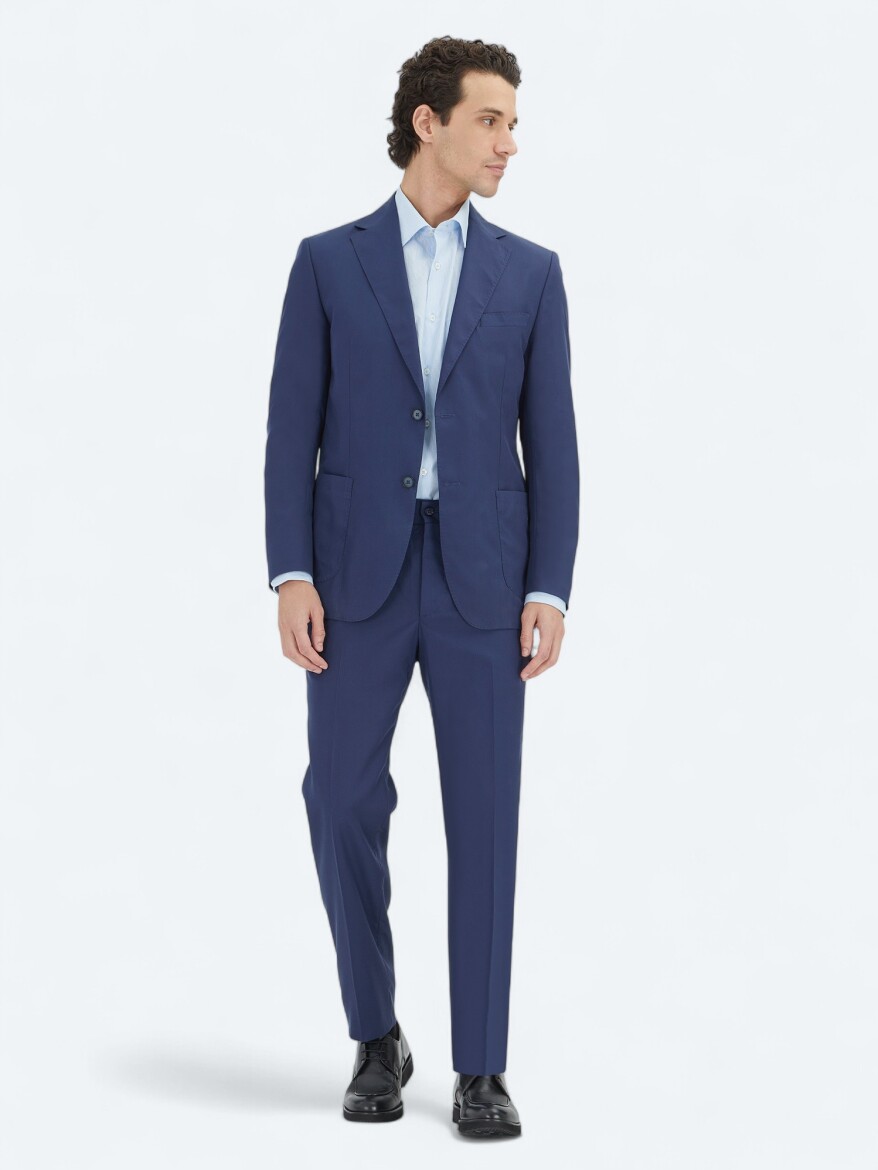 Indigo Plain Comfort Fit Suit - 2