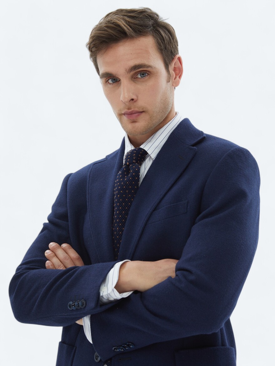 Indigo Plain Comfort Fit Wool Blended Suit - 5