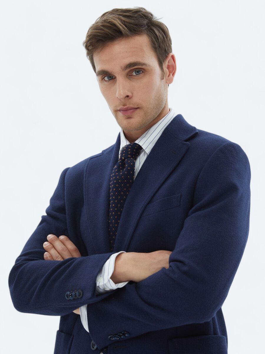 Indigo Plain Comfort Fit Wool Blended Suit - 5