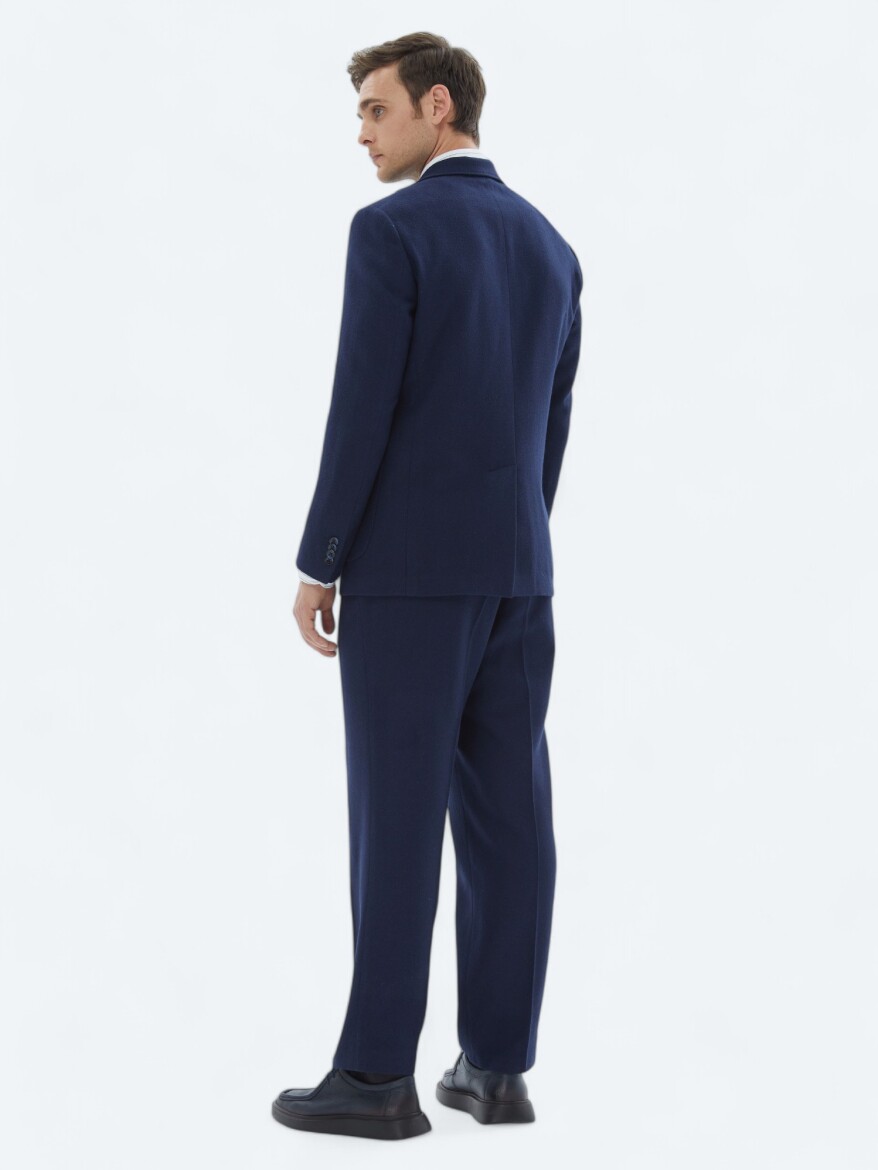 Indigo Plain Comfort Fit Wool Blended Suit - 6