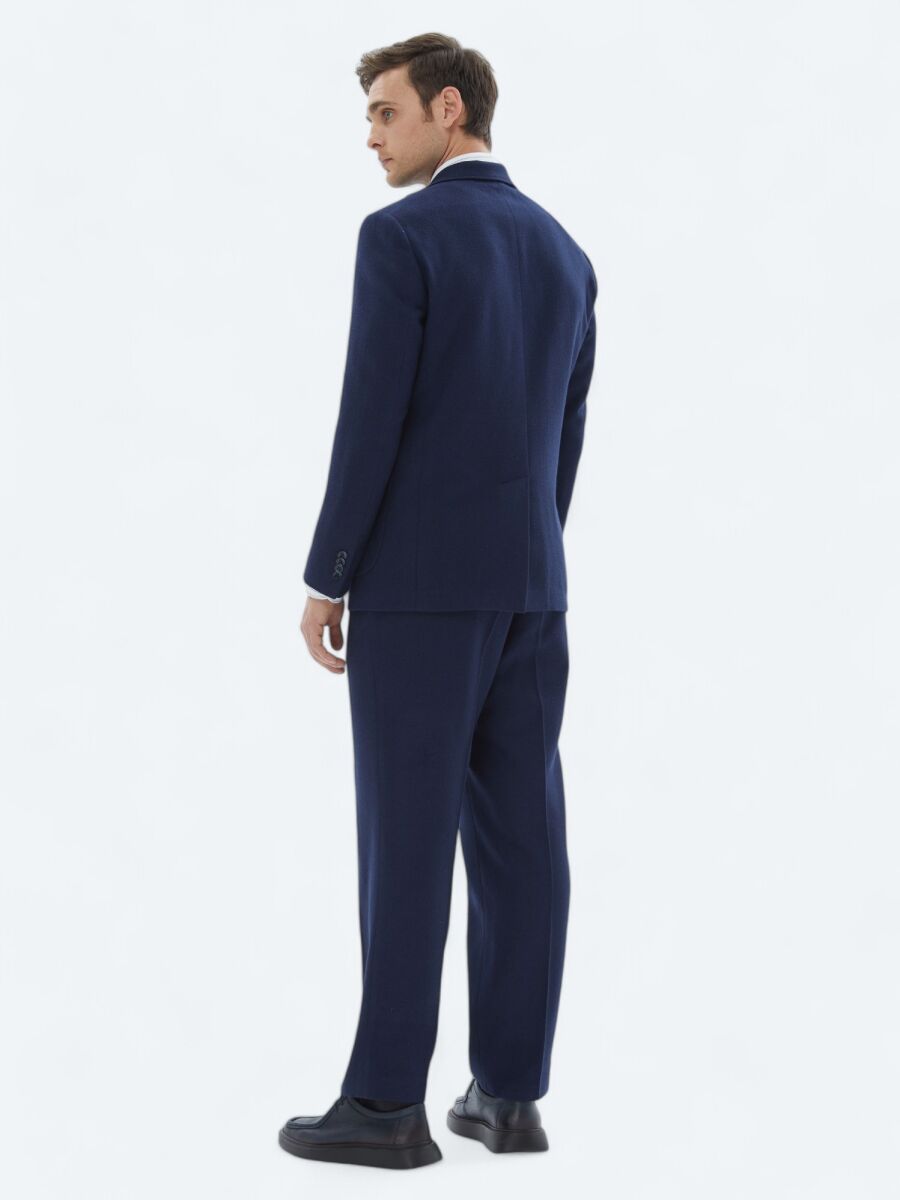 Indigo Plain Comfort Fit Wool Blended Suit - 6