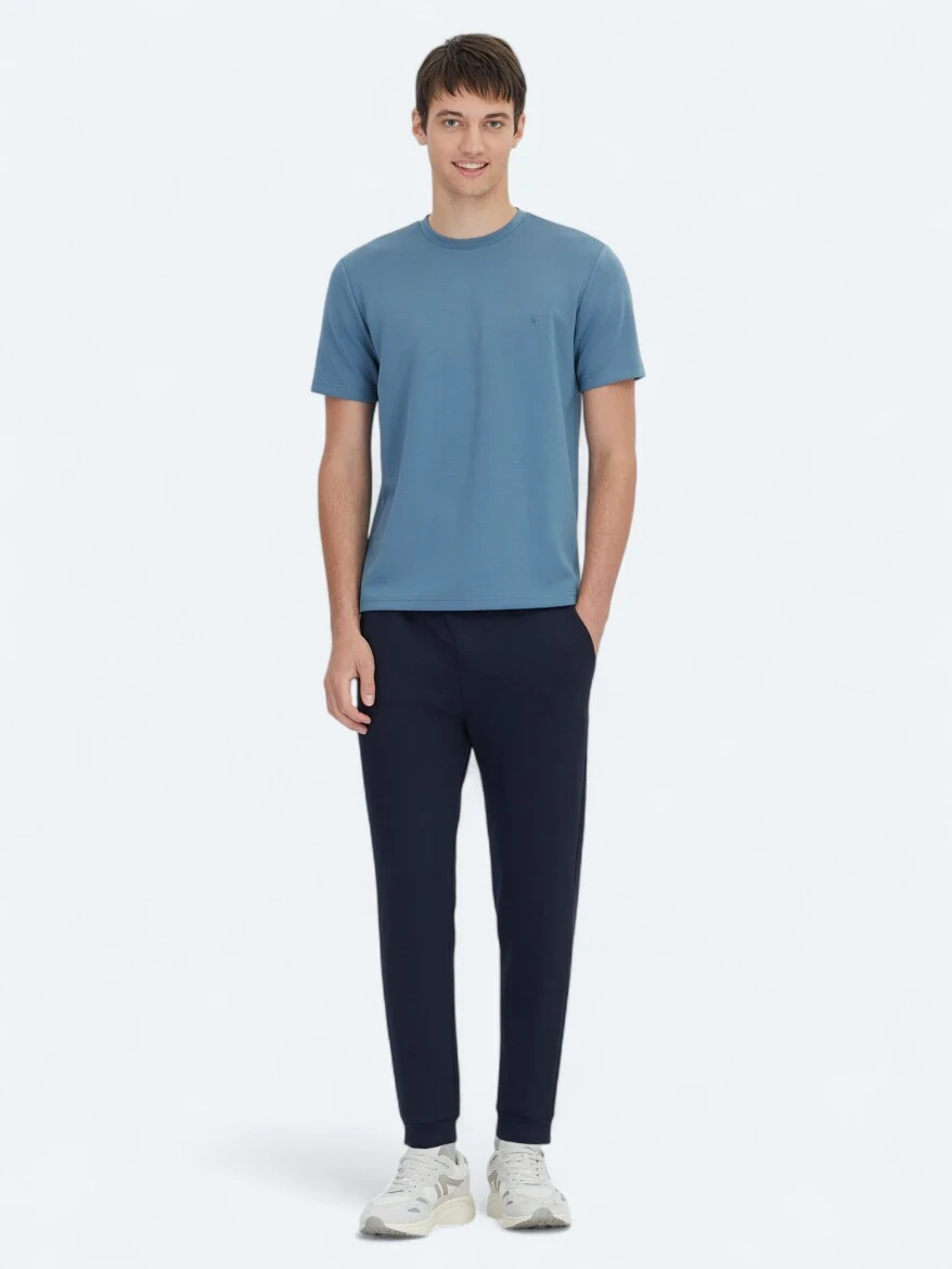 Indigo Plain Crew Neck T-Shirt - 2