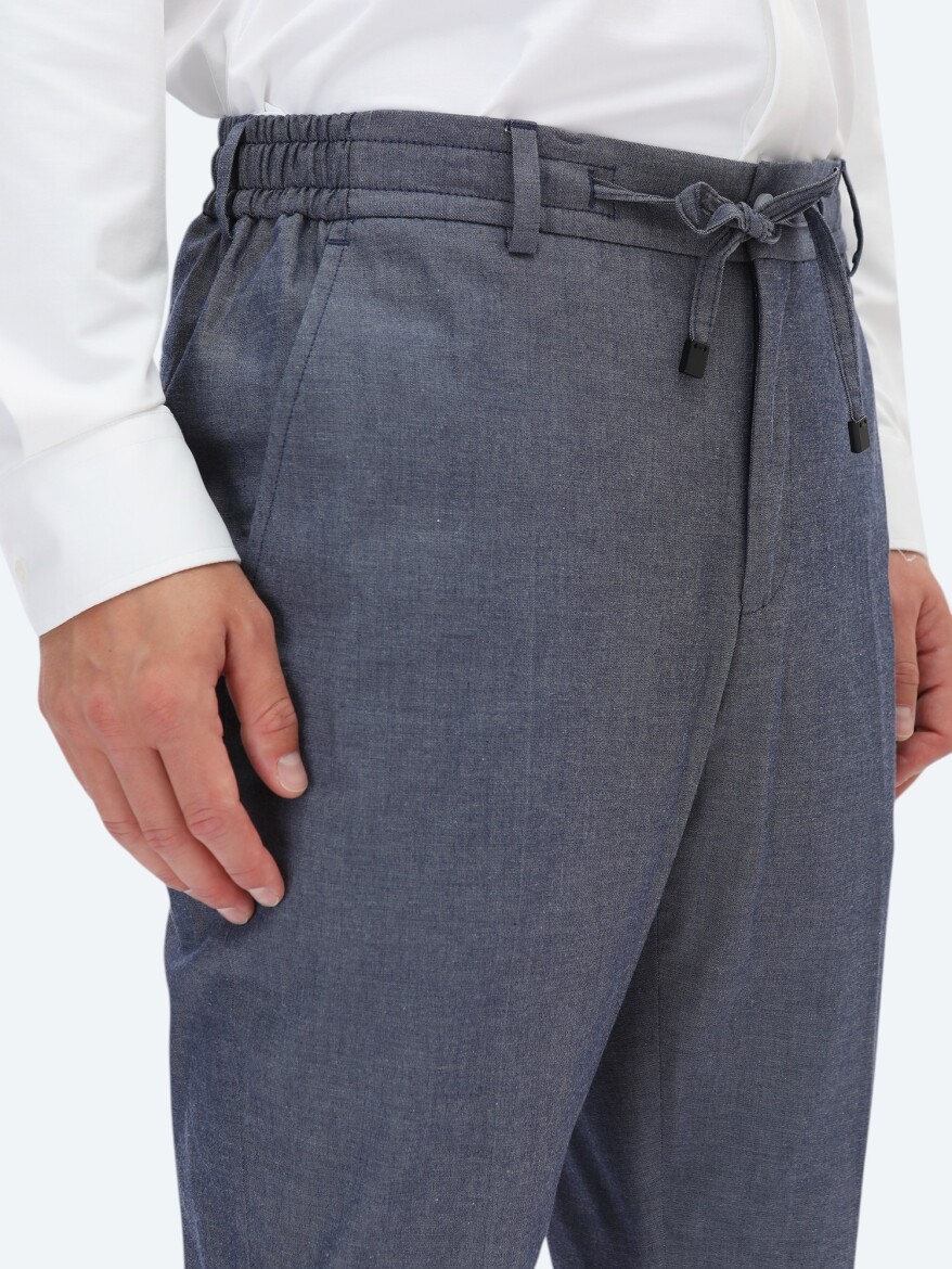 Indigo Plain Modern Fit Cotton Blended Suit - 6