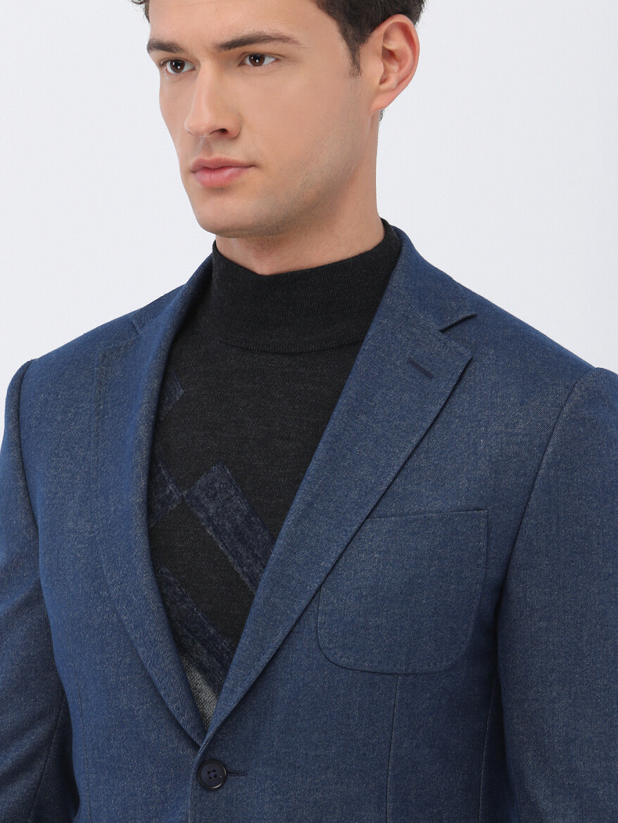 Indigo Plain Modern Fit Suit - 3
