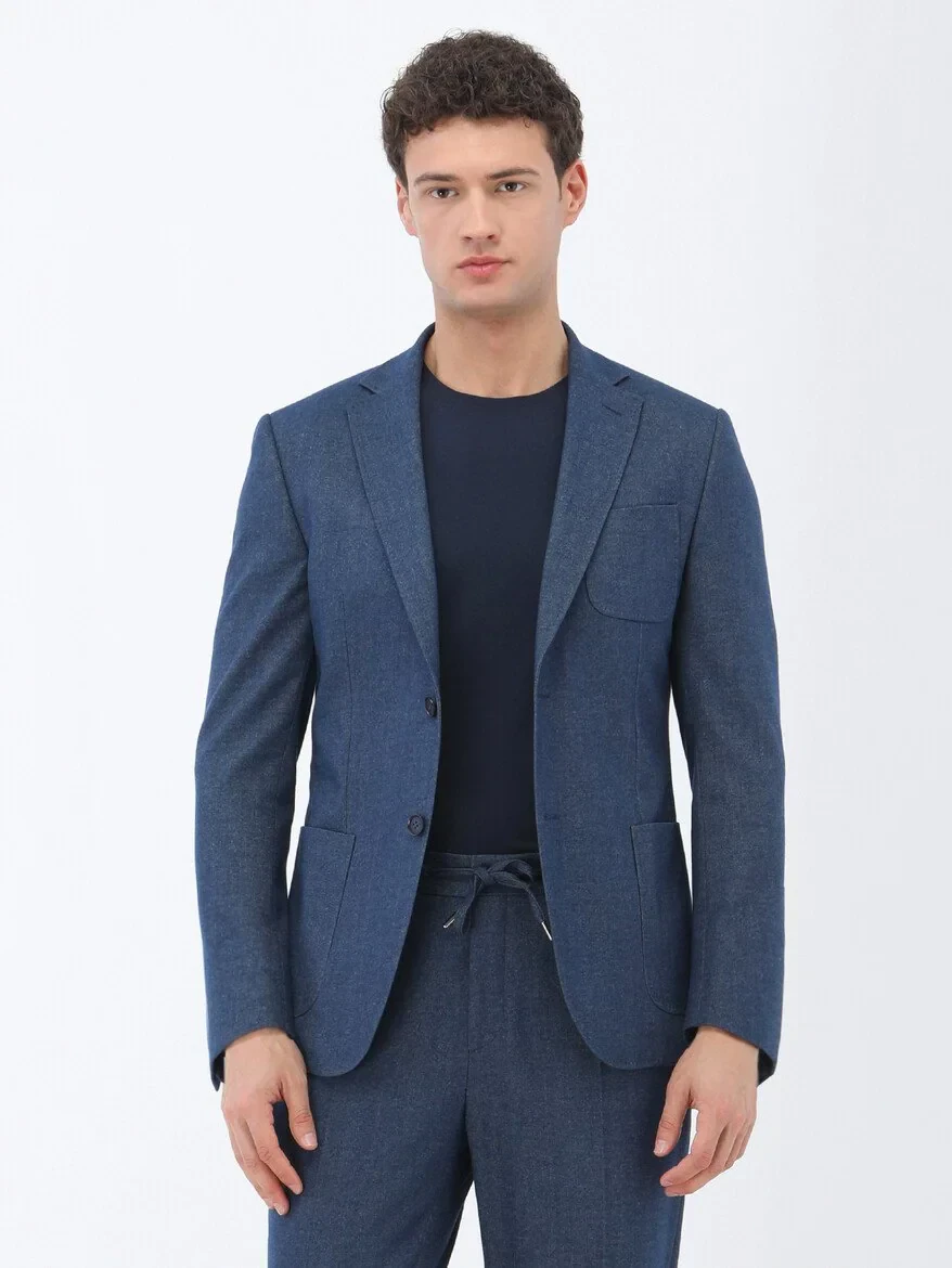 Indigo Plain Modern Fit Suit - 1