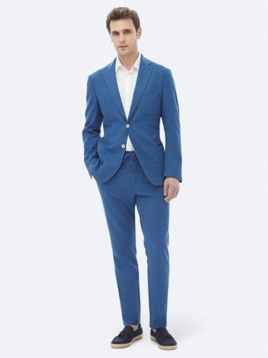 Indigo Plain Modern Fit Suit - 1