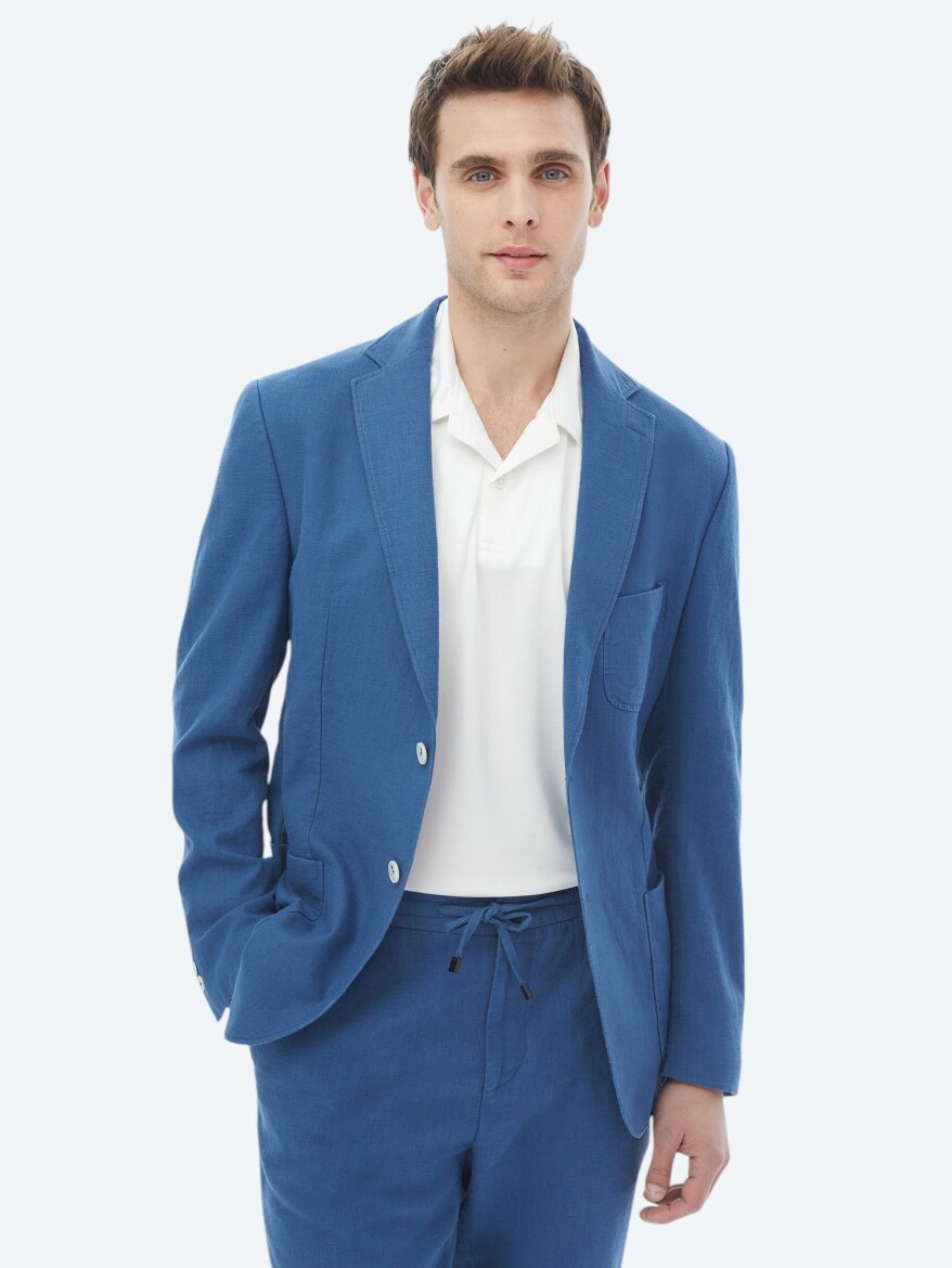 Indigo Plain Modern Fit Suit - 2