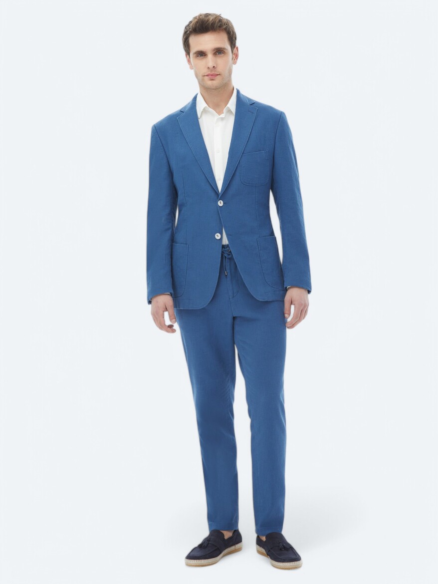 Indigo Plain Modern Fit Suit - 3