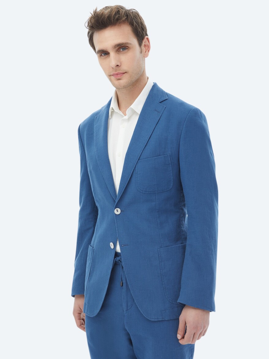 Indigo Plain Modern Fit Suit - 5