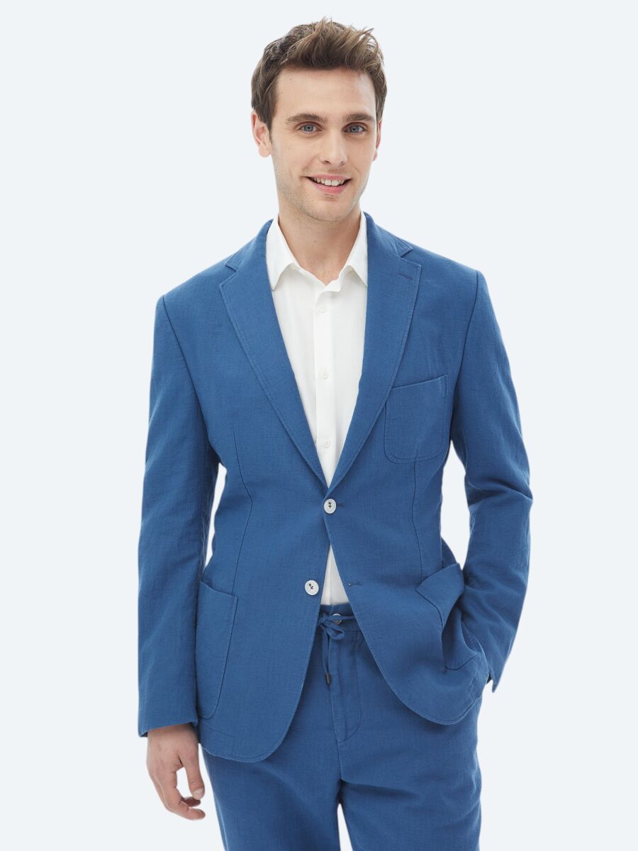 Indigo Plain Modern Fit Suit - 7