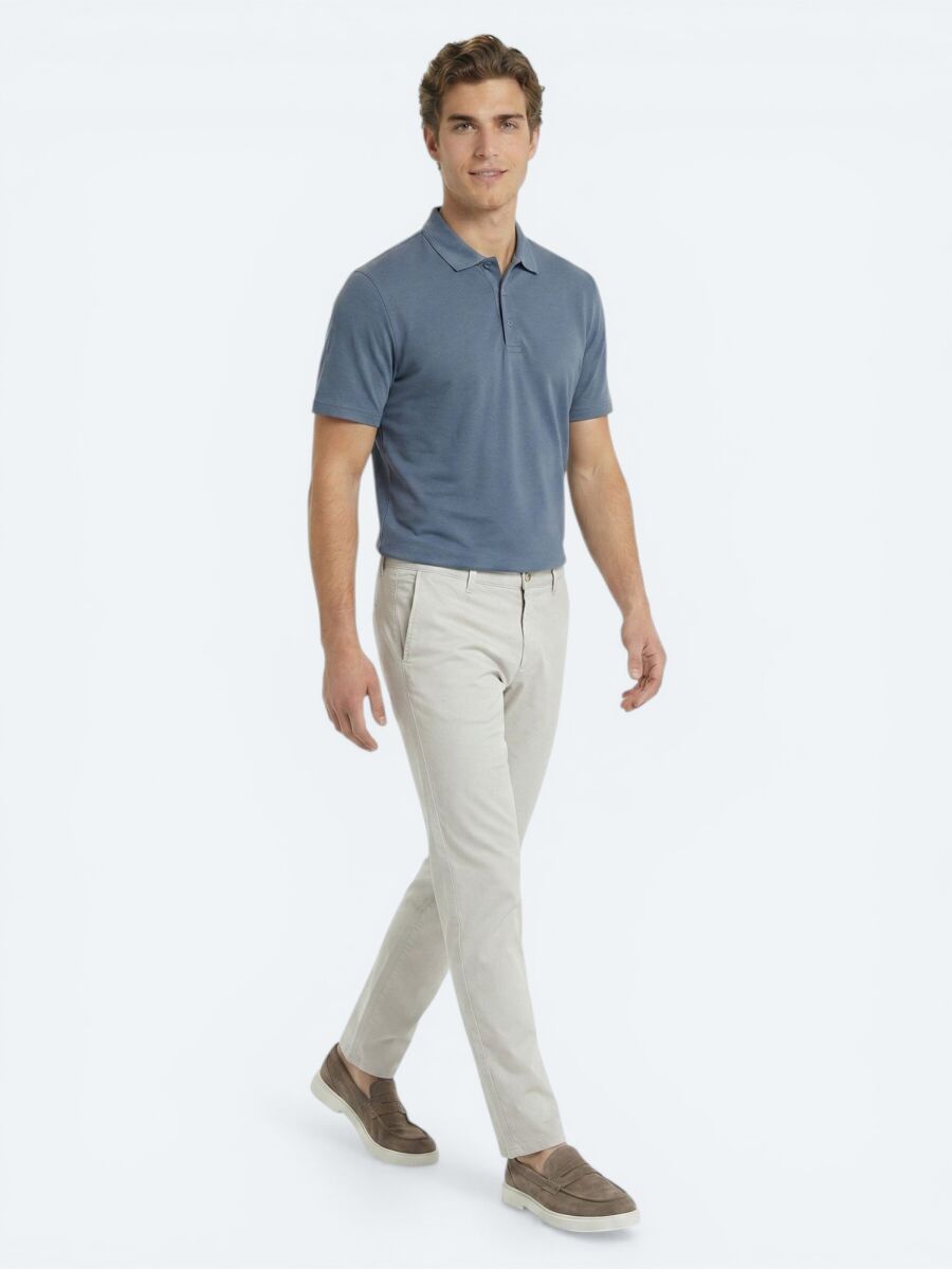 Indigo Plain Polo Neck T-Shirt - 2