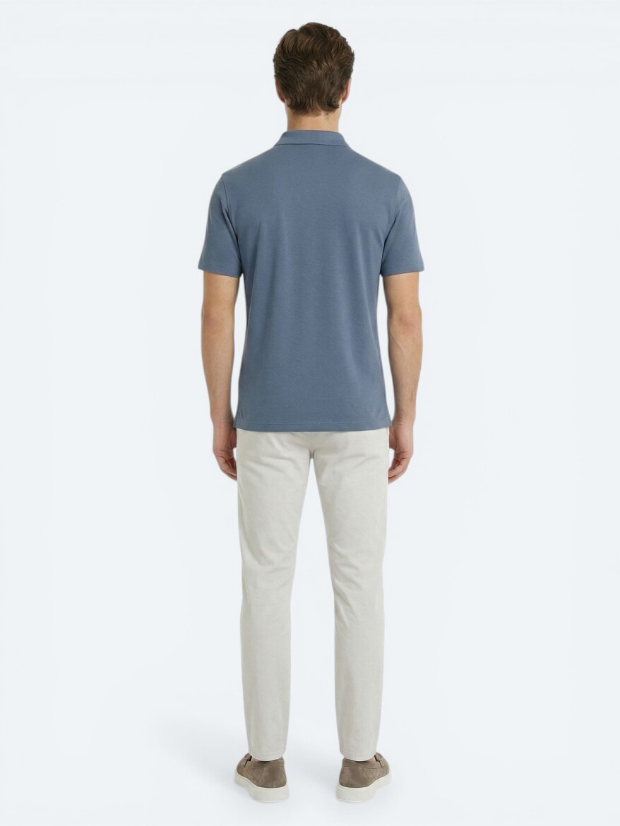 Indigo Plain Polo Neck T-Shirt - 4