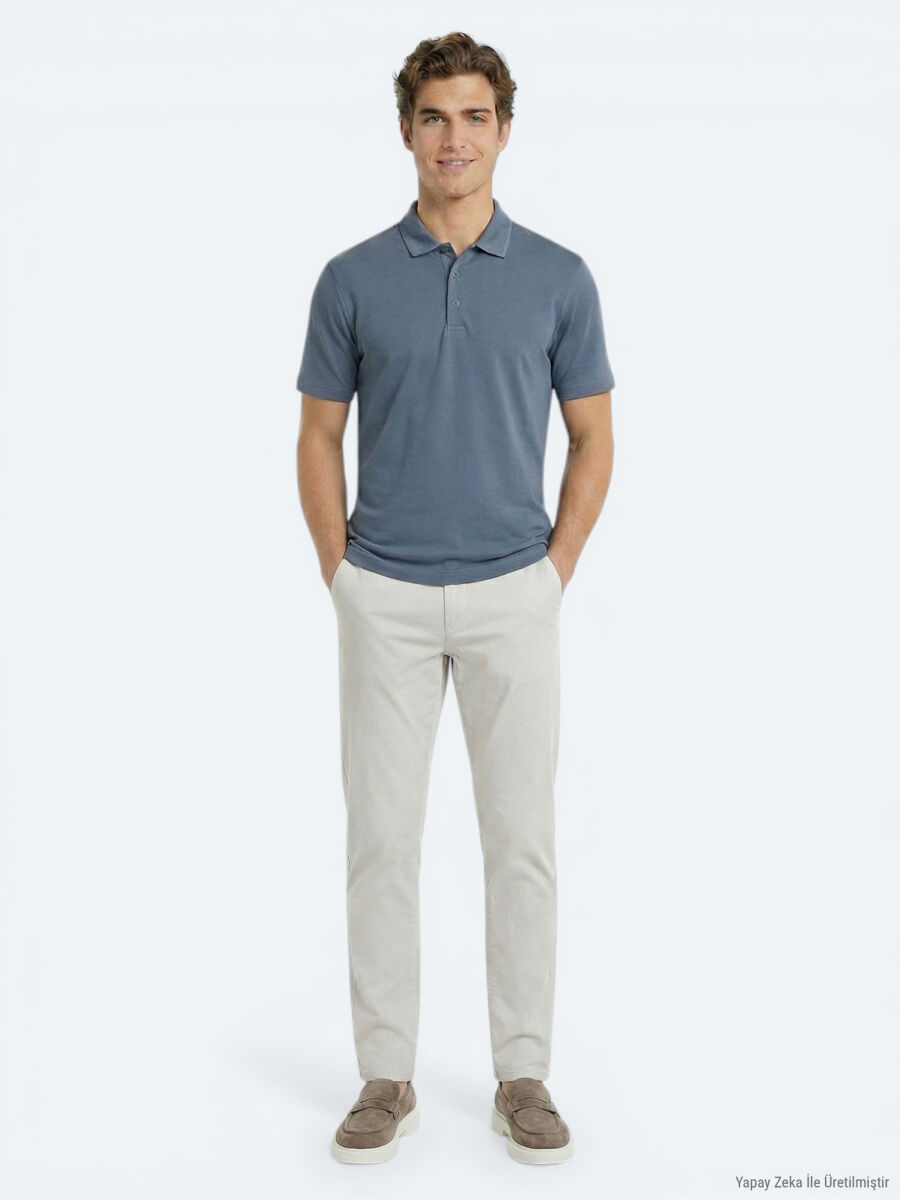 Indigo Plain Polo Neck T-Shirt - 3