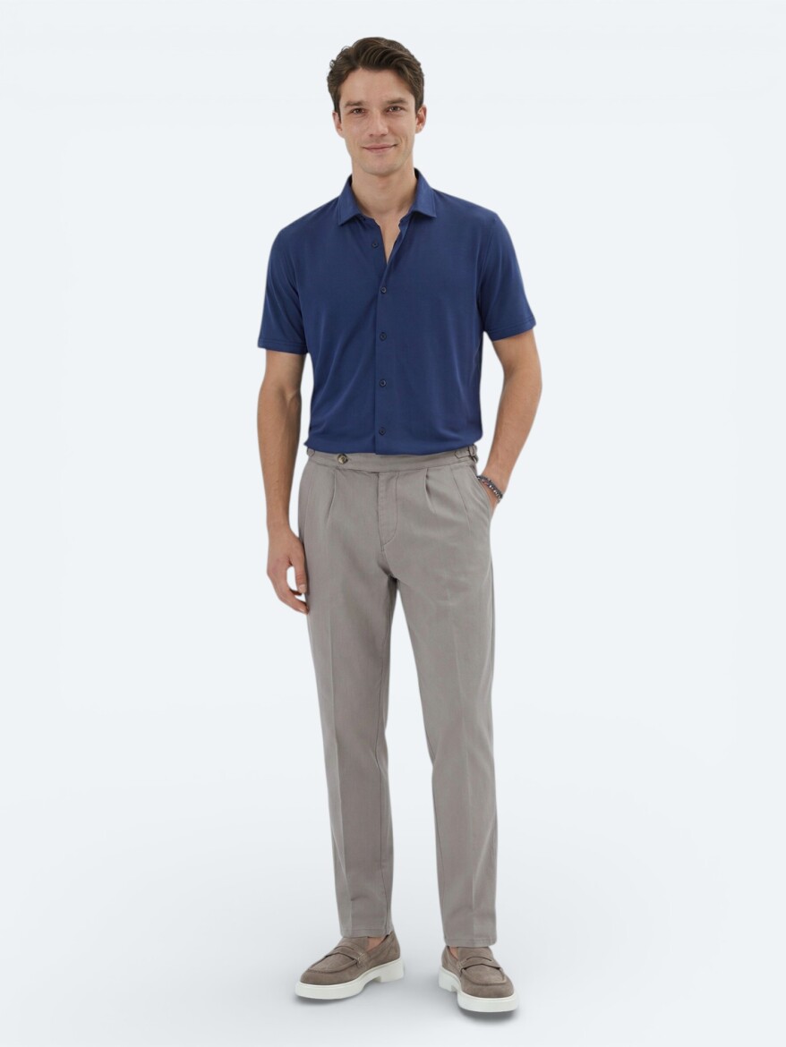 Indigo Plain Regular Fit Knitting Casual Shirt - 5