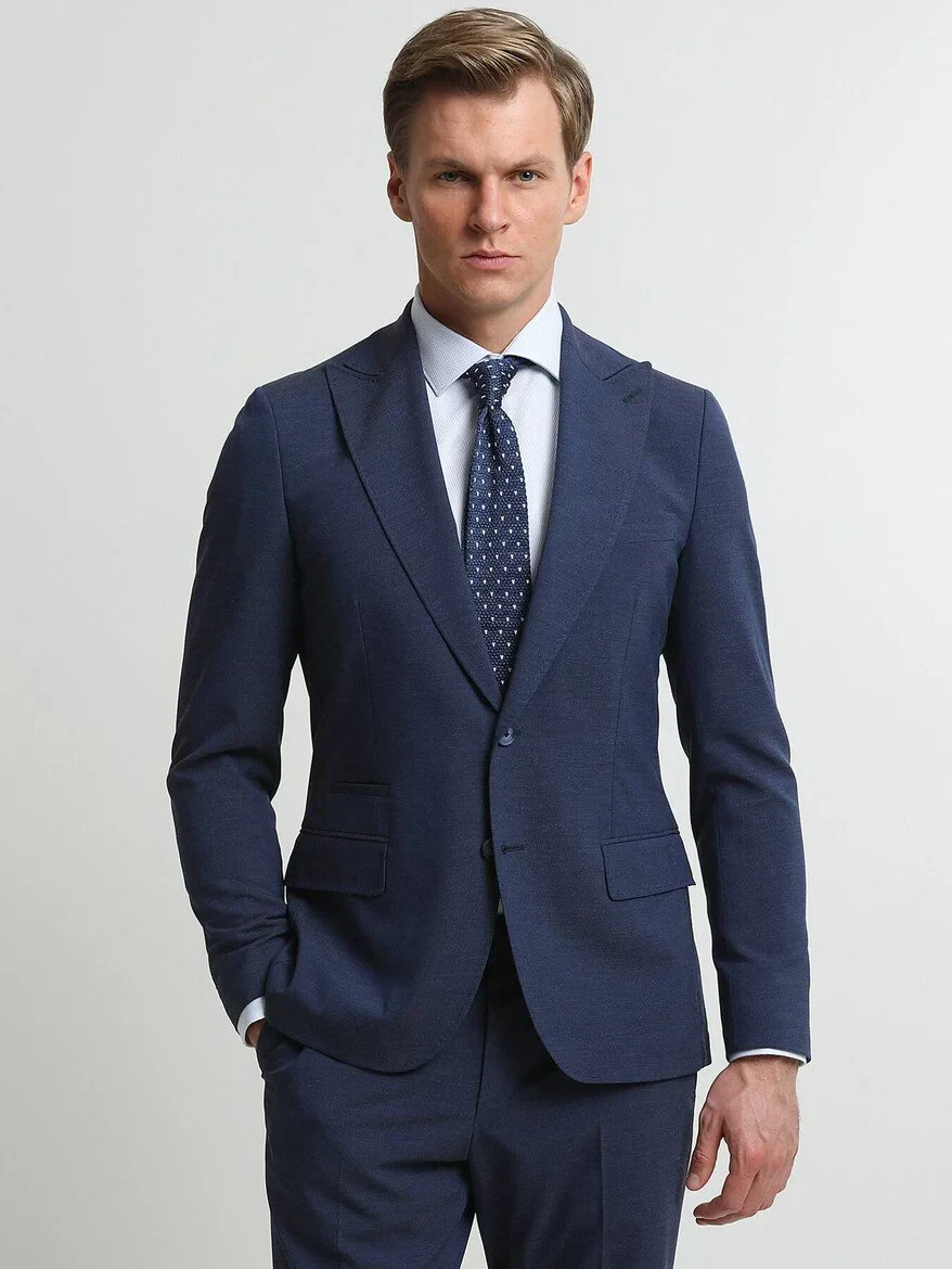 Indigo Plain Slim Fit Suit - 3