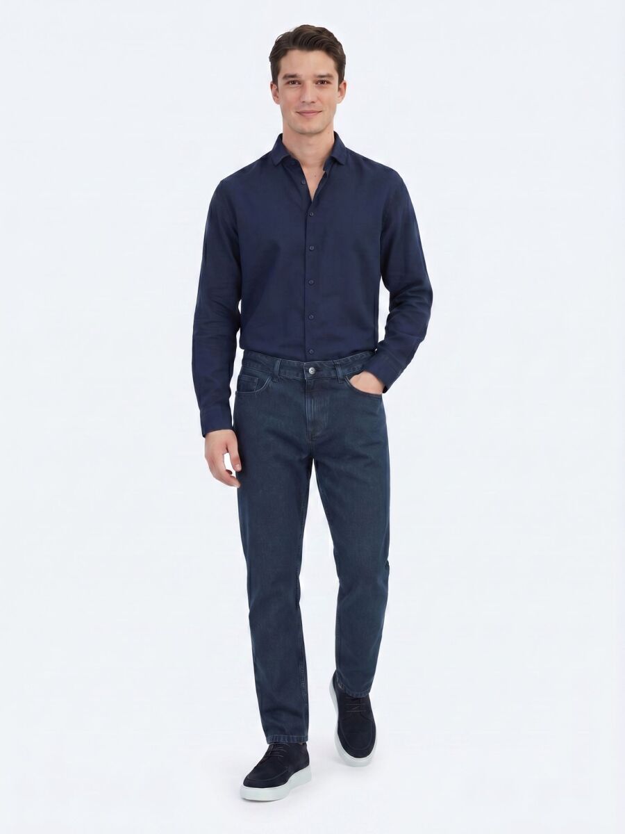 Indigo Regular Fit Denim 100% Cotton Trousers - 1
