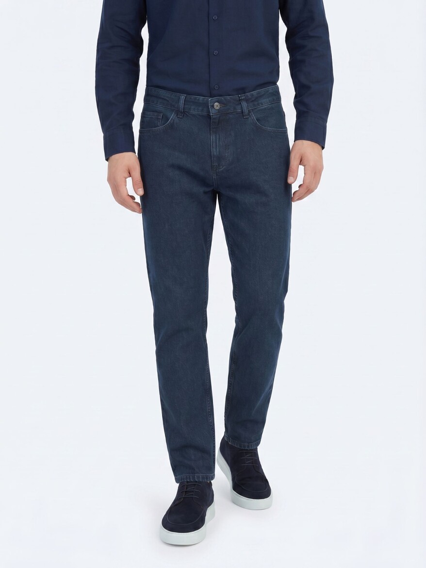 Indigo Regular Fit Denim 100% Cotton Trousers - 2