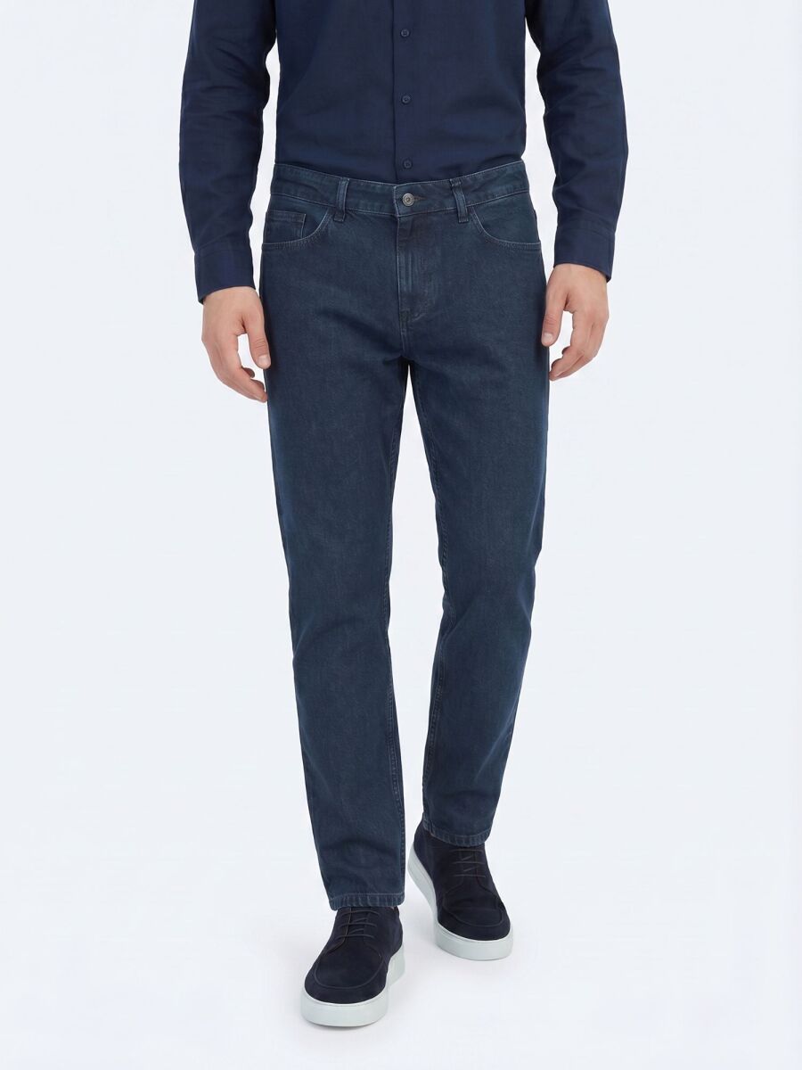 Indigo Regular Fit Denim 100% Cotton Trousers - 2