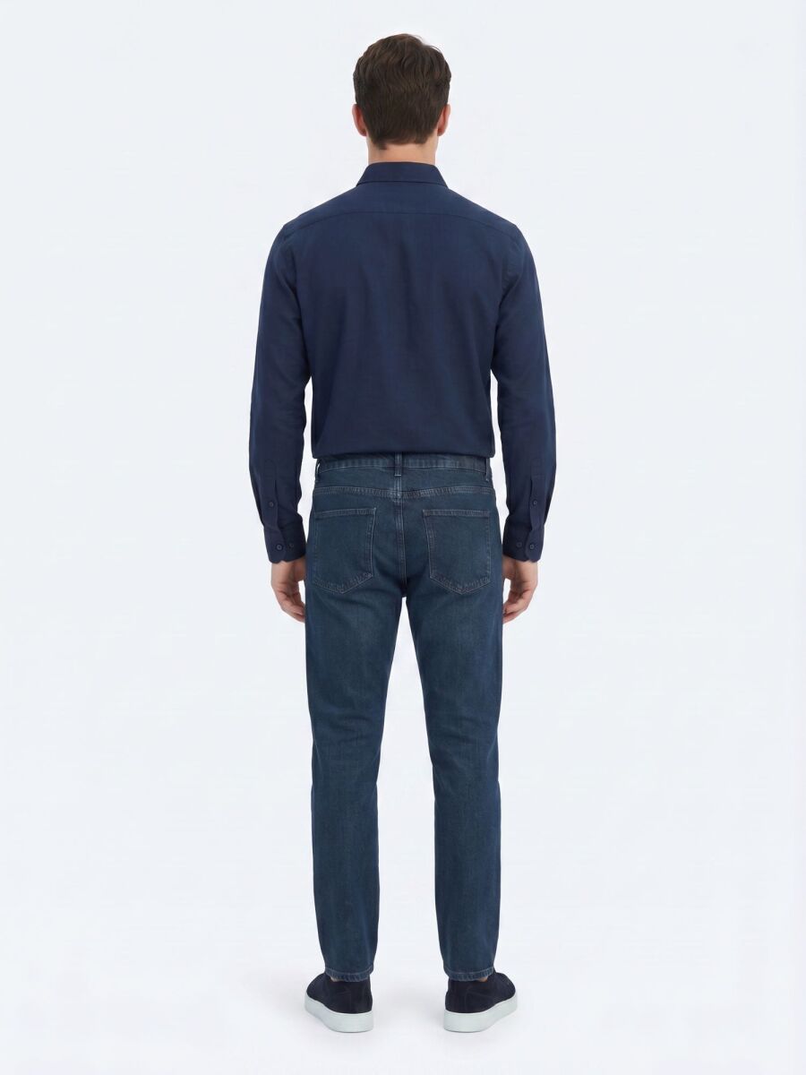 Indigo Regular Fit Denim 100% Cotton Trousers - 5