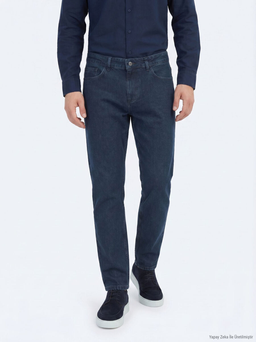 Indigo Regular Fit Denim 100% Cotton Trousers - 2