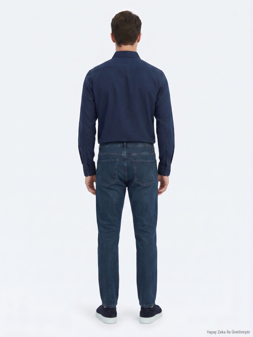 Indigo Regular Fit Denim 100% Cotton Trousers - 5