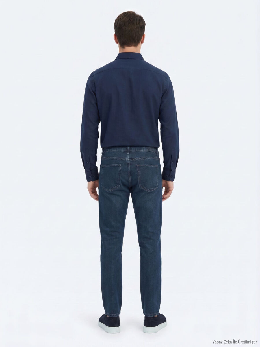 Indigo Regular Fit Denim 100% Cotton Trousers - 5
