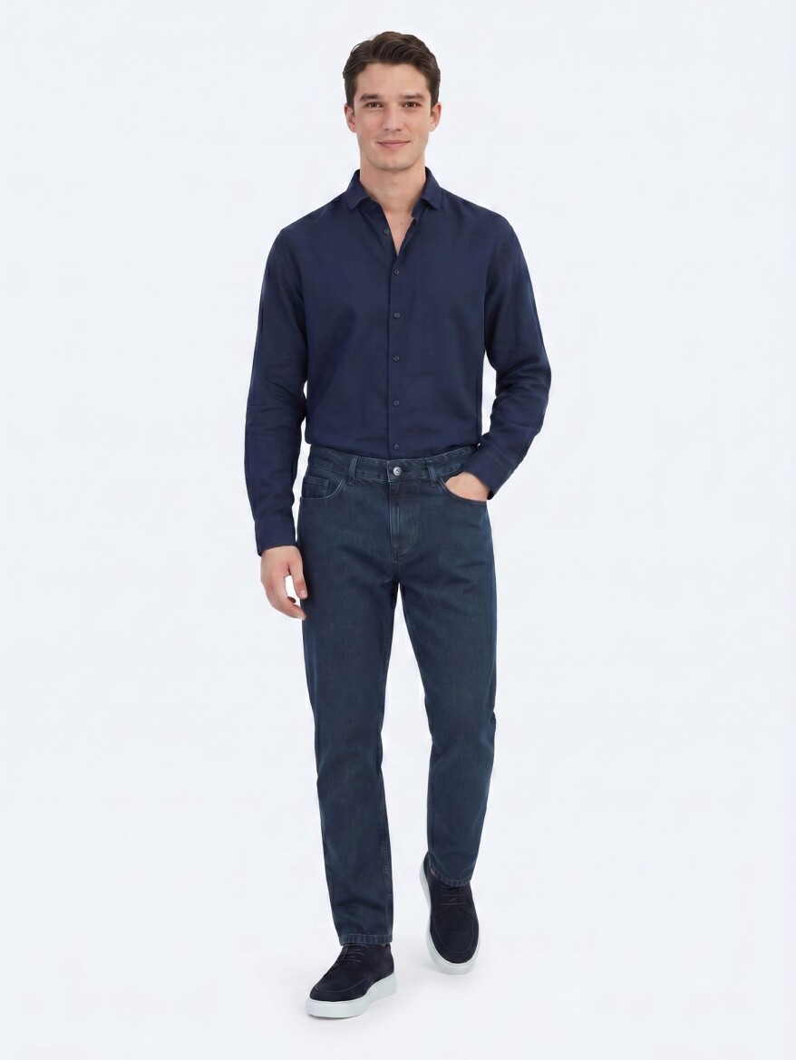 İndigo Regular Fit Denim %100 Pamuk Pantolon - KİP