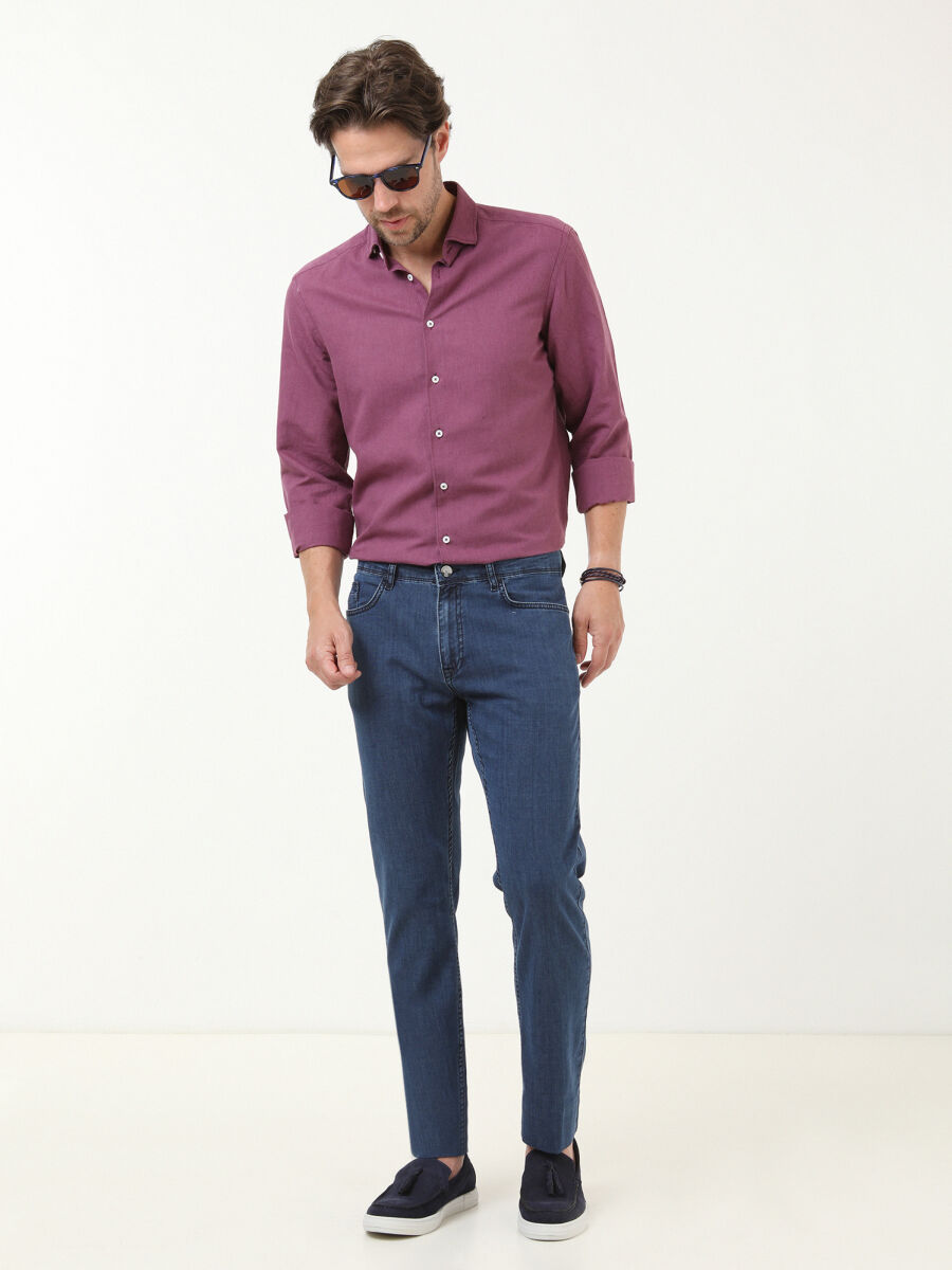 İndigo Regular Fit Denim Pamuk Karışımlı Pantolon - 2