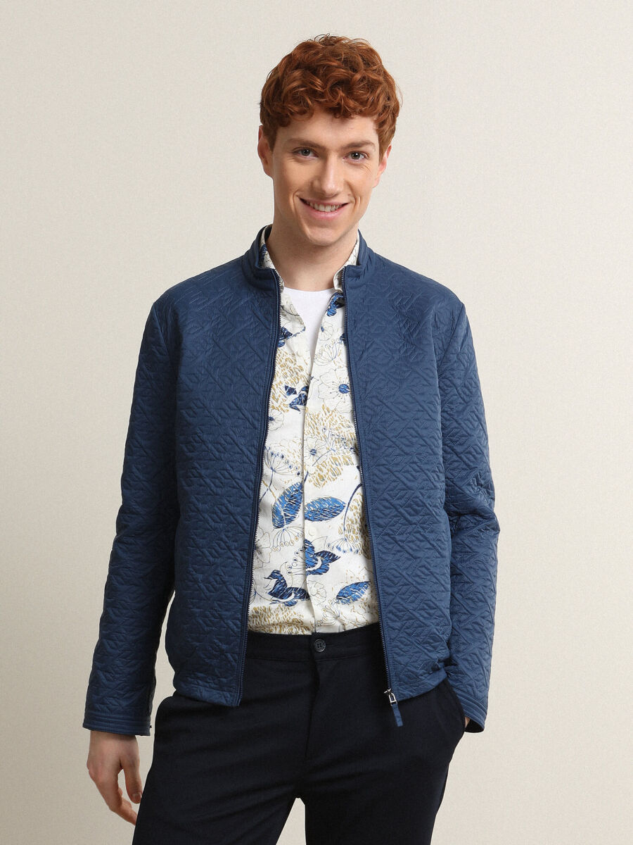 İndigo Regular Fit Dik Yaka Casual Dokuma Mont - 1